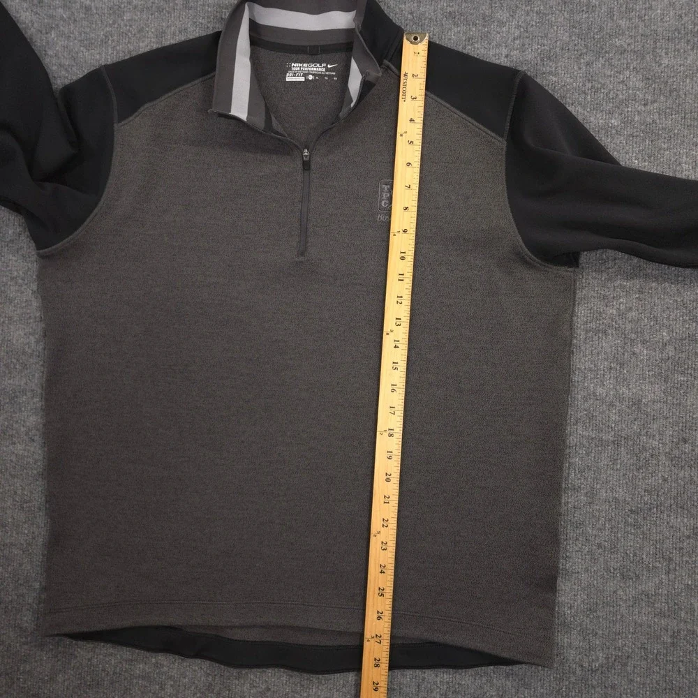 Nike Golf Tour Performance 1/4 Zip Mens XL Gray Black TPC Boston Swoosh Pullover